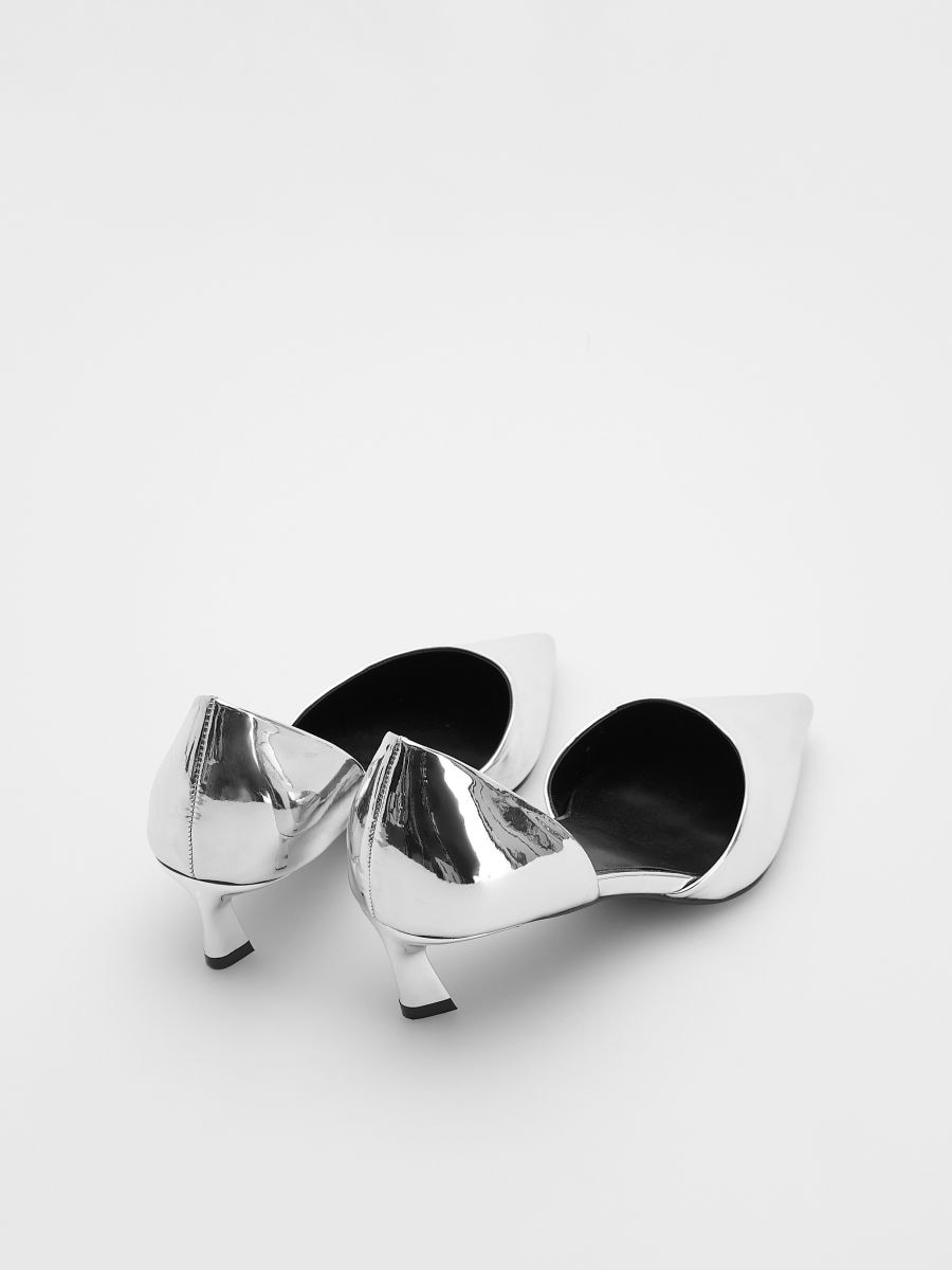 Metallic kitten heel pumps - silver - RESERVED - 5