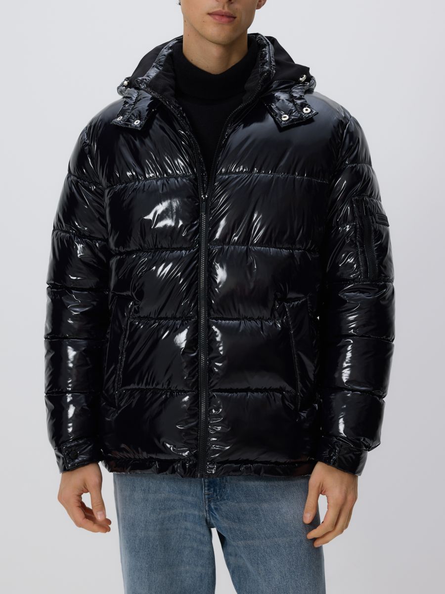 Kabát kontrasztos betétekkel - fekete - RESERVED