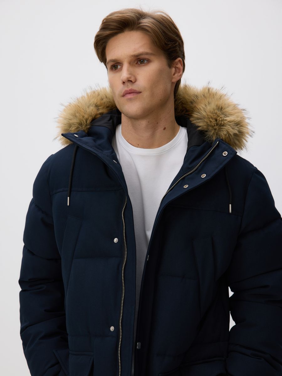 Prešita jakna s kapuco - mornarsko modra - RESERVED