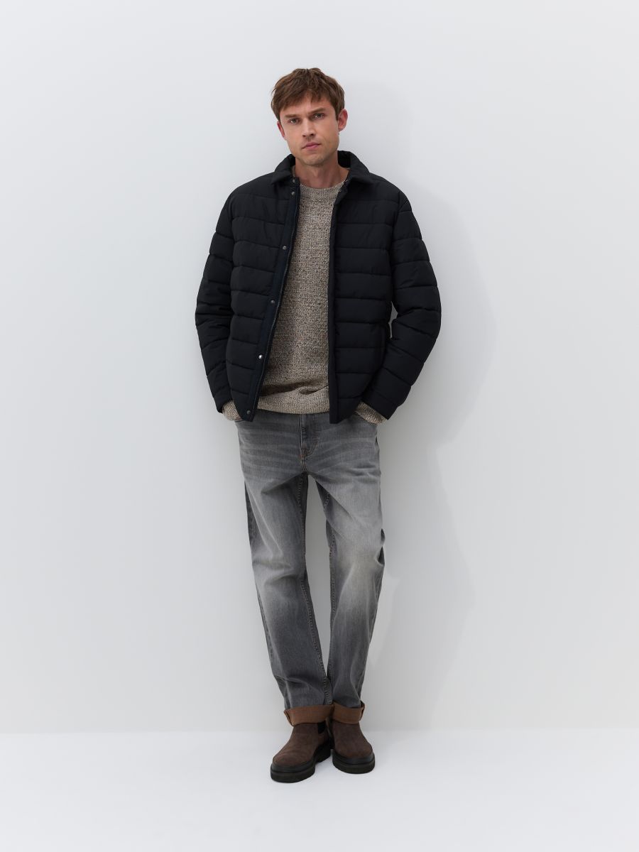 Padded jacket with collar Color anthracite - RESERVED - 7144H-86X