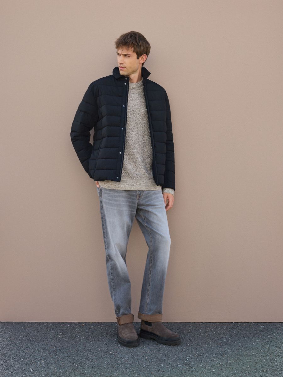 Padded jacket with collar - anthracite - RESERVED