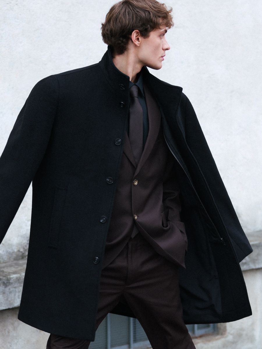 Класичне вовняне пальто - чорний - RESERVED