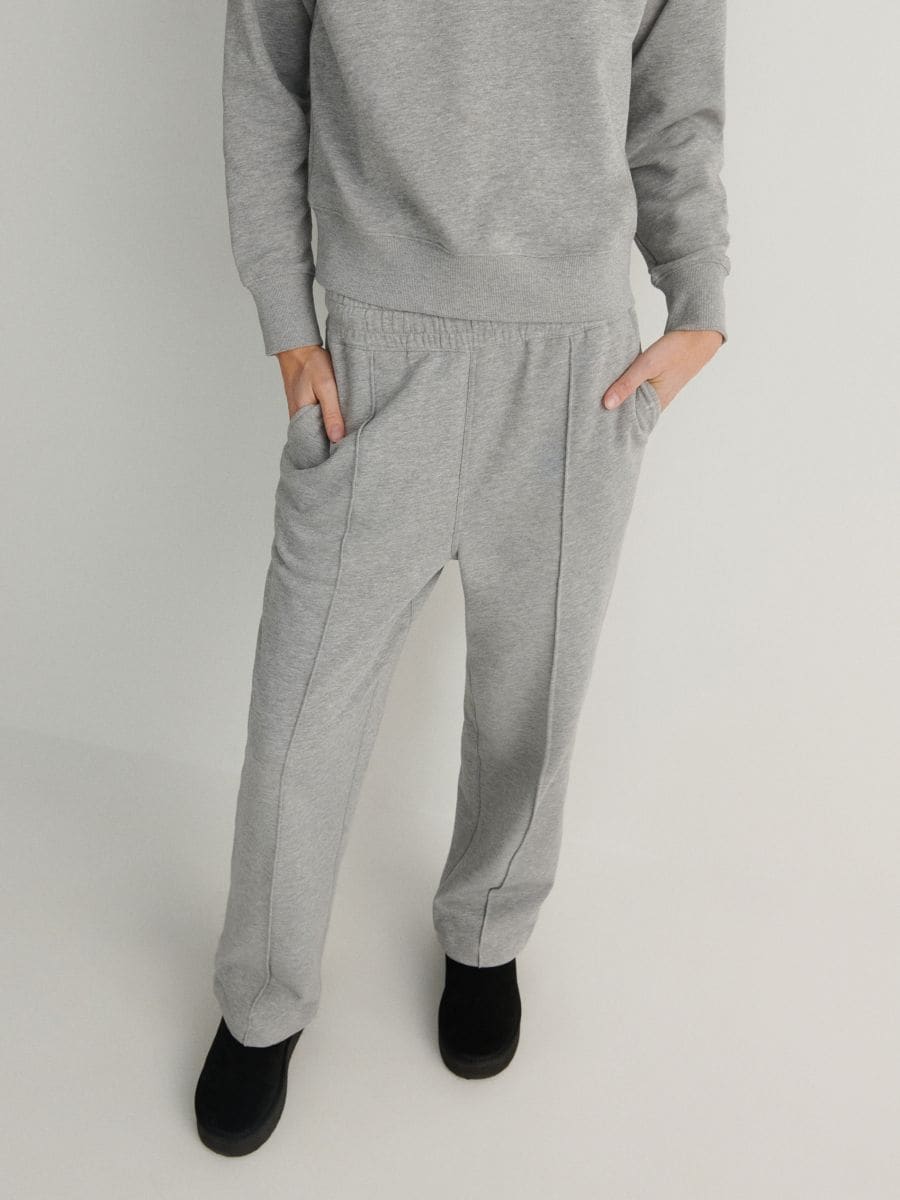 Sweatpants with stitching - light grey - RESERVED - 2