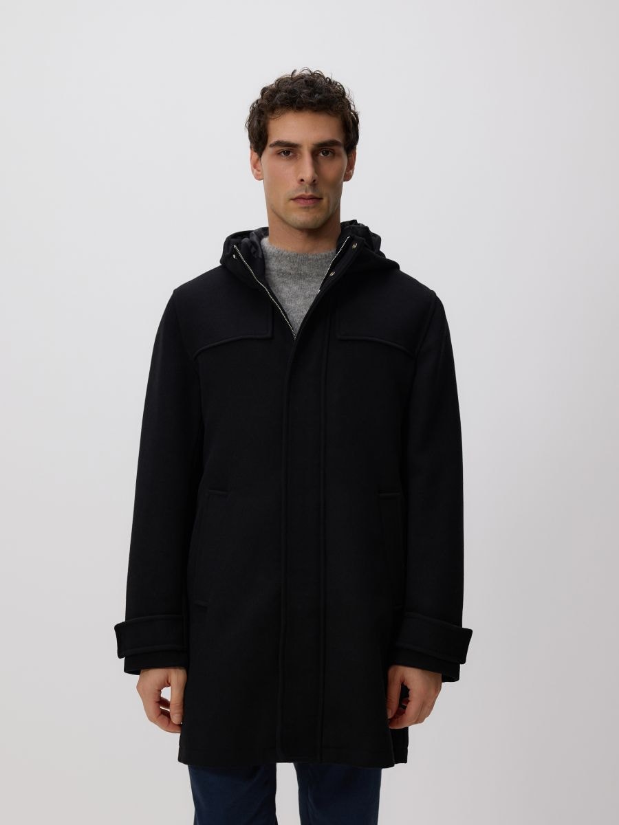 Палто със съдържание на вълна - черeн - RESERVED