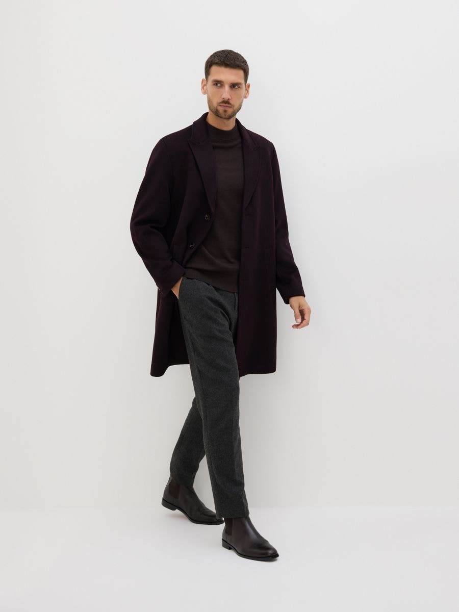 Μακρύ παλτό με μείγμα μαλλιού - μαονι - RESERVED