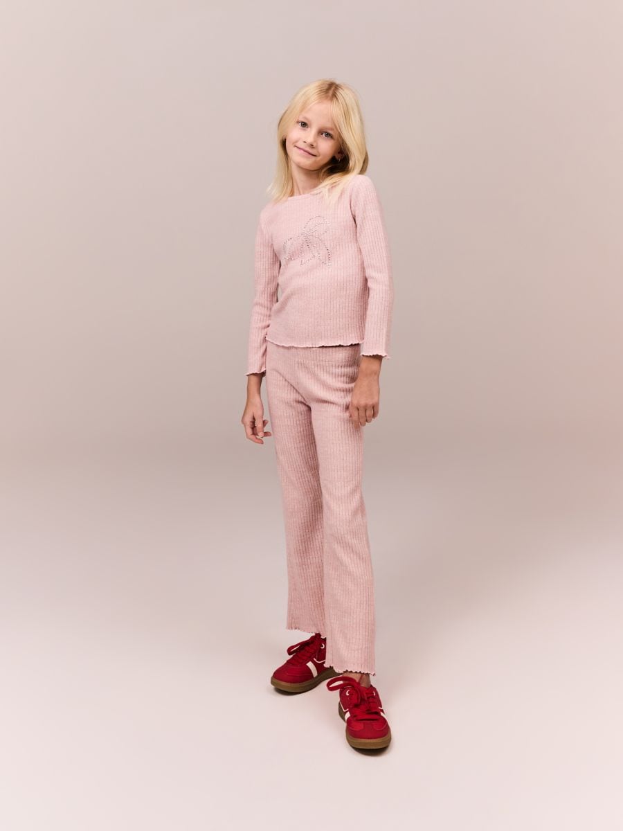 GIRLS` TROUSERS - dusty rose - RESERVED