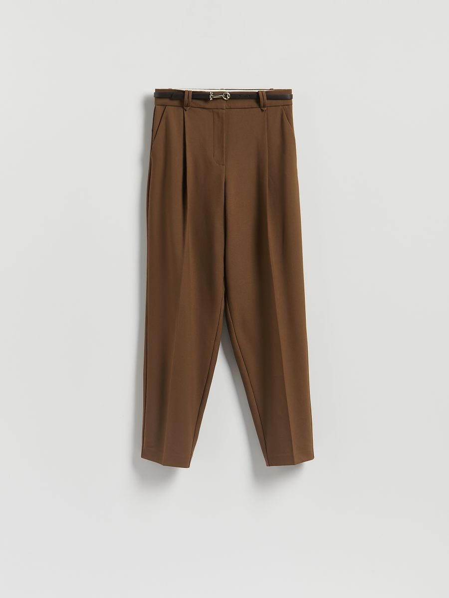 Cigarette trousers with belt - warm olive - RESERVED