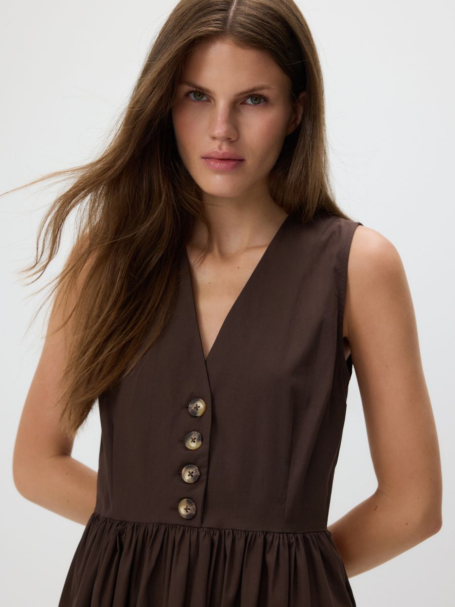 Midi dress with ruffles - dark brown - RESERVED - 3