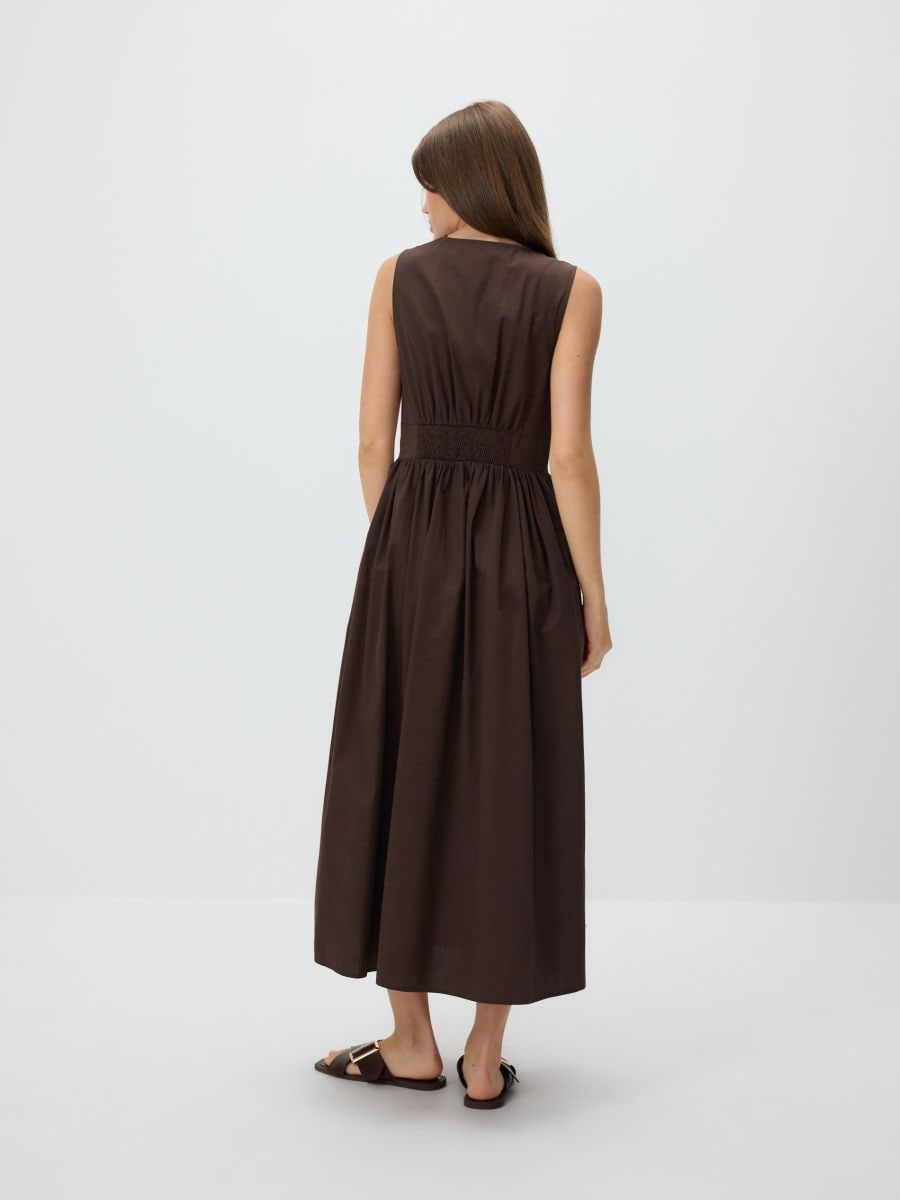 Midi dress with ruffles - dark brown - RESERVED - 2