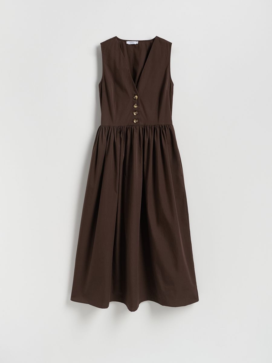 Midi dress with ruffles - dark brown - RESERVED - 5