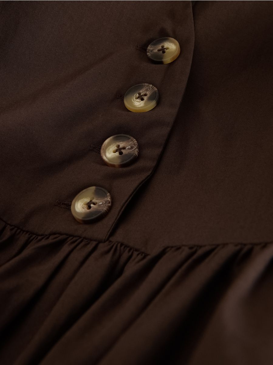 Midi dress with ruffles - dark brown - RESERVED - 6