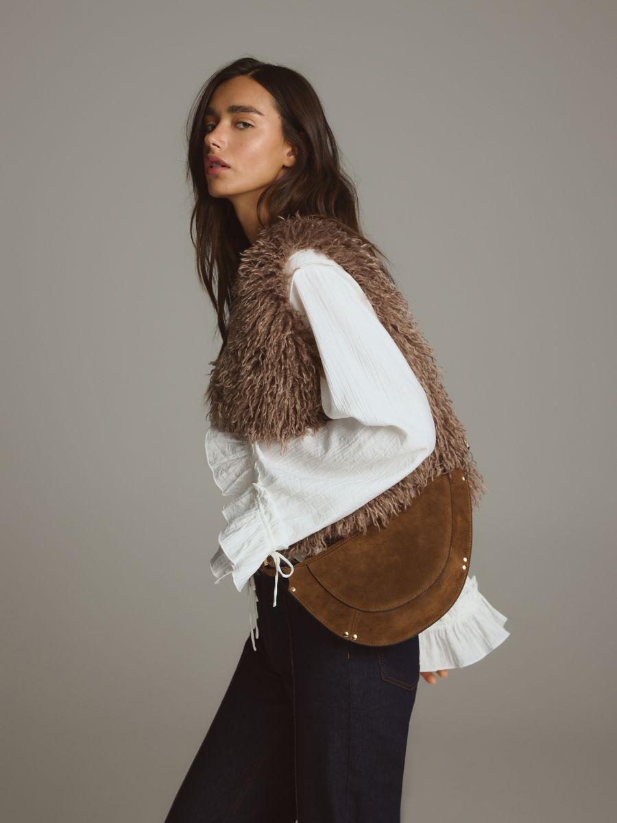 Faux suede bag - golden brown - RESERVED