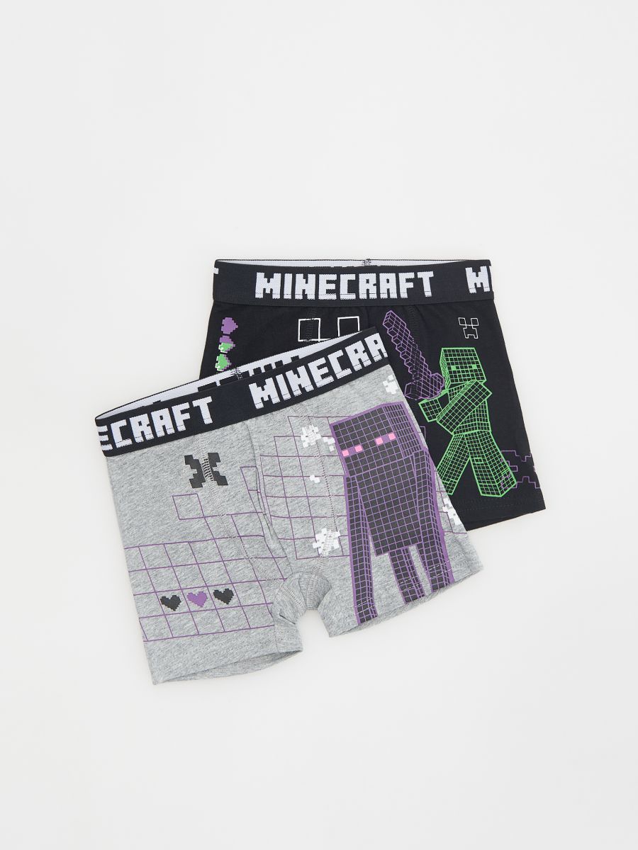 Minecraft cotton rich boxers 2 pack COLOUR light grey