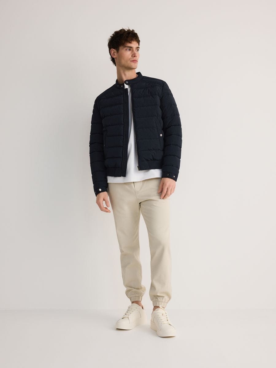 Quilted jacket with stand up collar - navy - RESERVED - 2