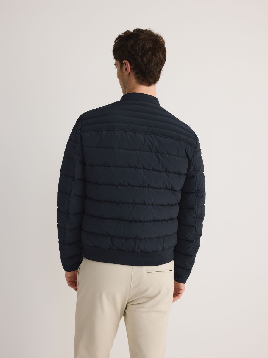 Quilted jacket with stand up collar - navy - RESERVED - 5