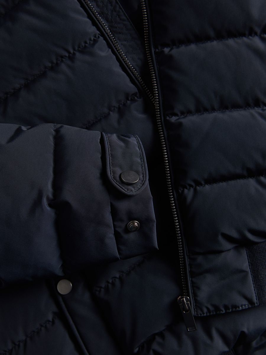Quilted jacket with stand up collar - navy - RESERVED - 7