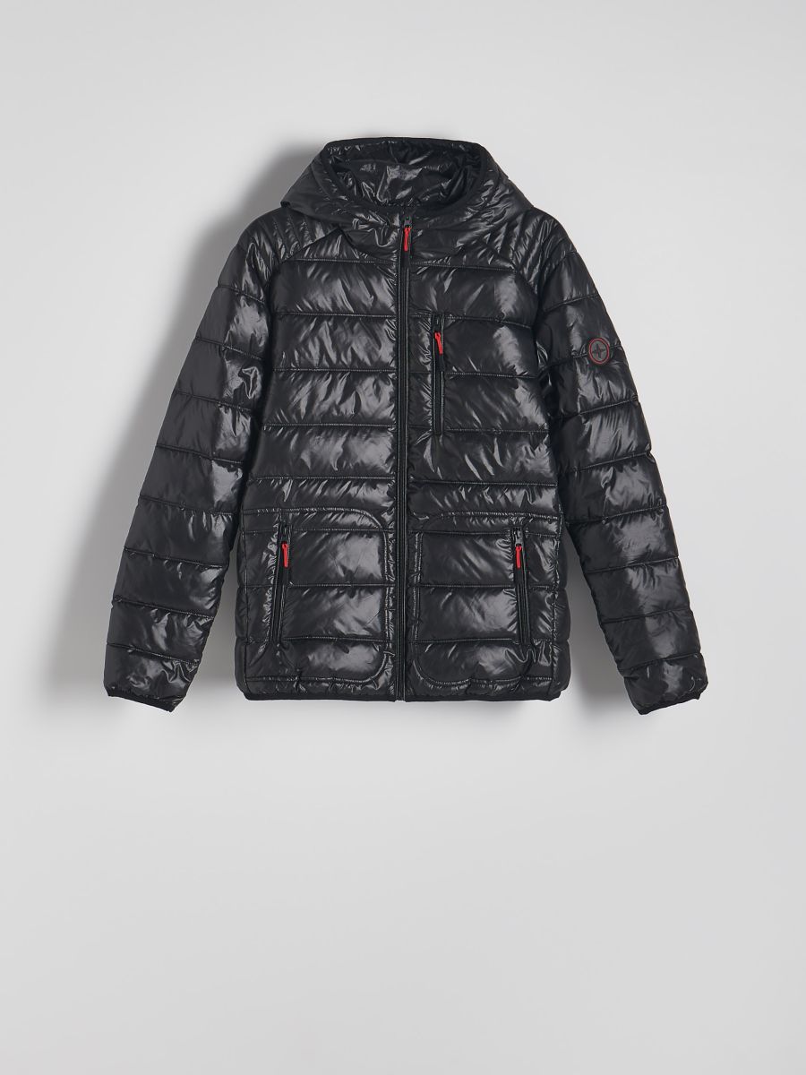 Quilted jacket with hood - black - RESERVED