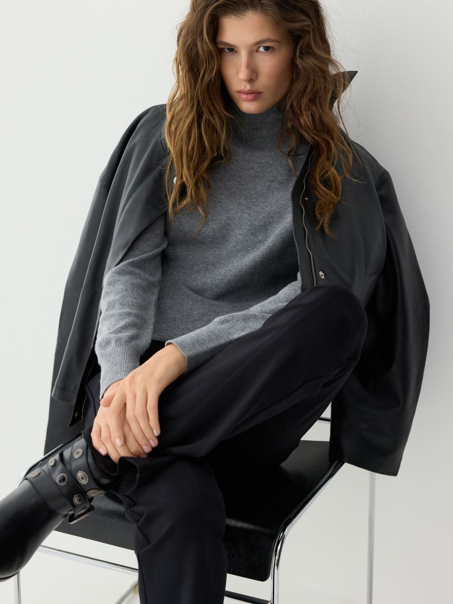 Wool turtleneck - mid grey - RESERVED