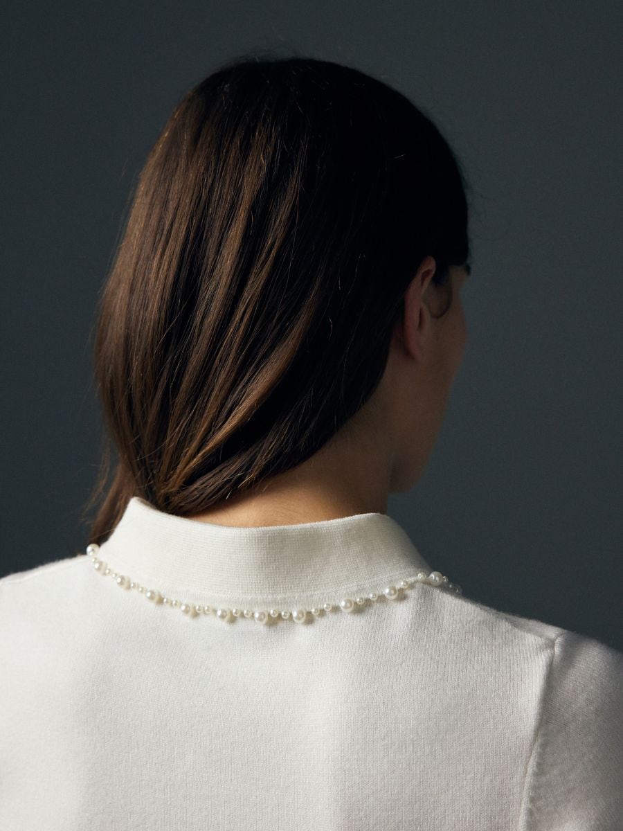 Sweater with decorative collar - nude - RESERVED - 5