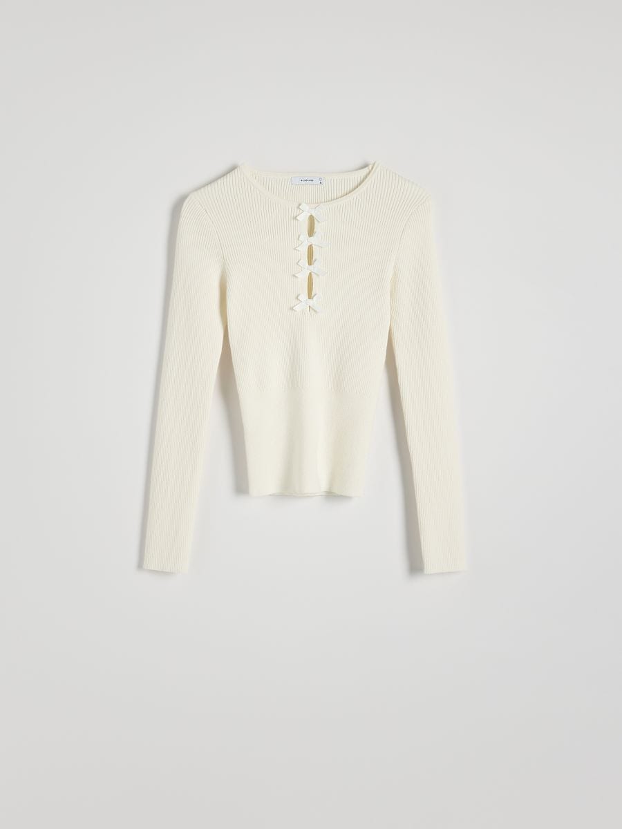 Blouse with bows - cream - RESERVED - 4