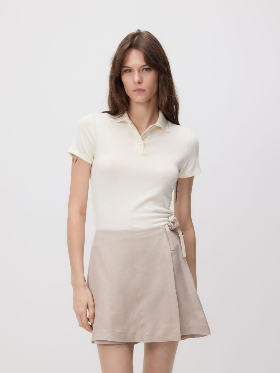 Gonna-pantaloncini in misto lino - beige - RESERVED