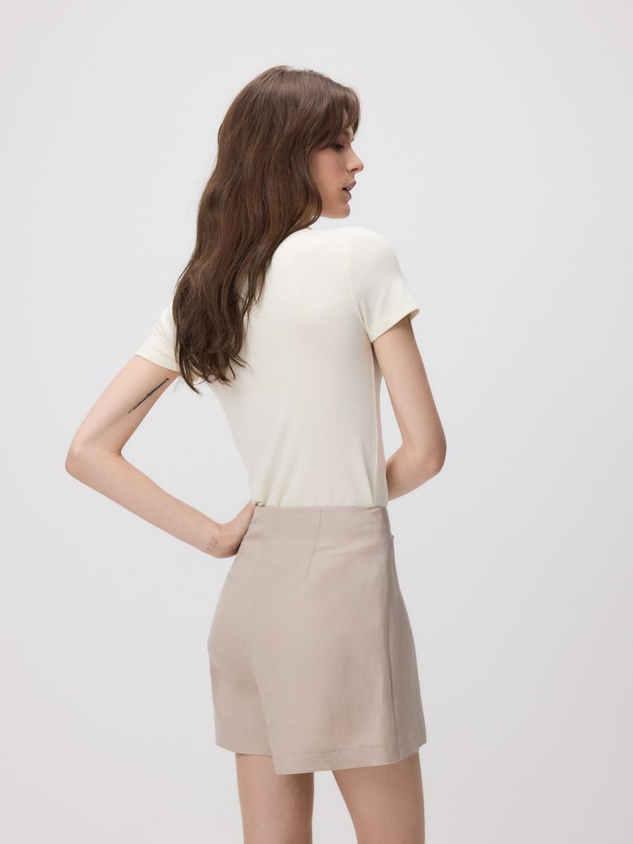 Linen blend skort - beige - RESERVED - 3