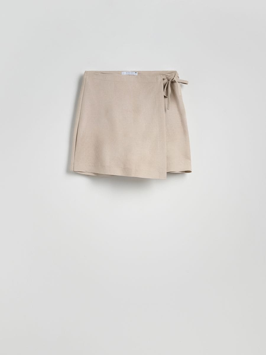 Linen blend skort - beige - RESERVED - 6