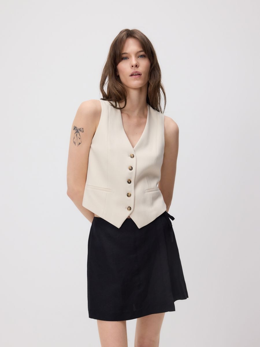 Linen blend skort - black - RESERVED - 2