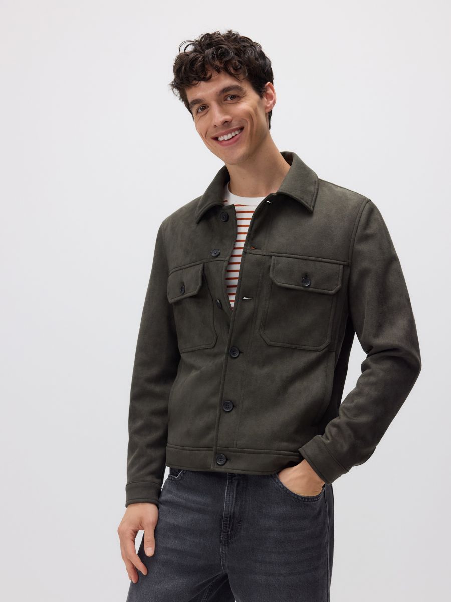 Veste en imitation daim - vert kaki - RESERVED - 3