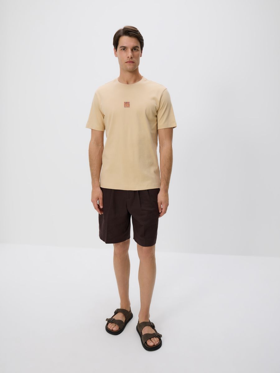 Regular fit printed T-shirt - beige - RESERVED
