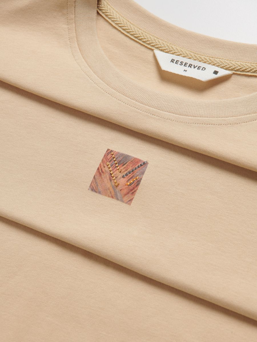 Regular fit printed T-shirt - beige - RESERVED - 5