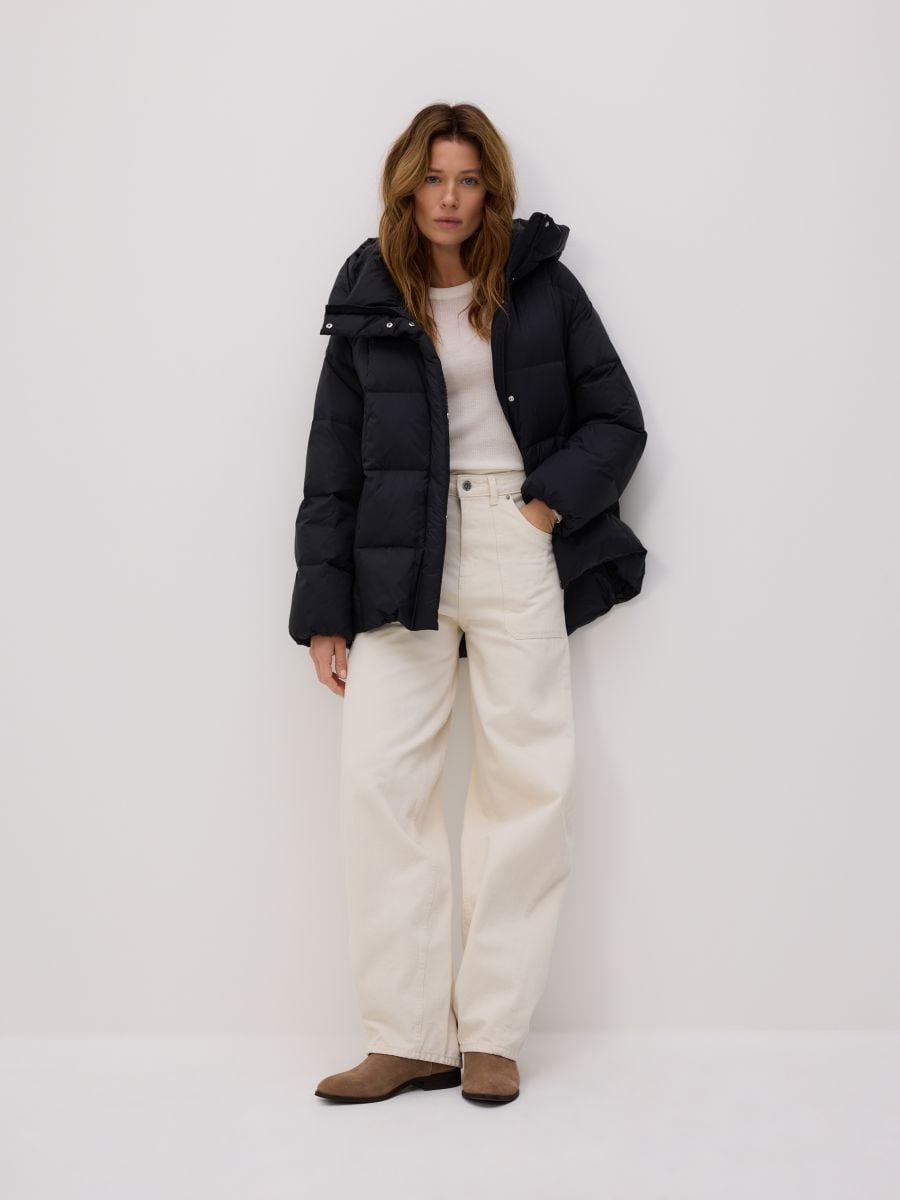 Veste garni de duvet à capuche - noir - RESERVED