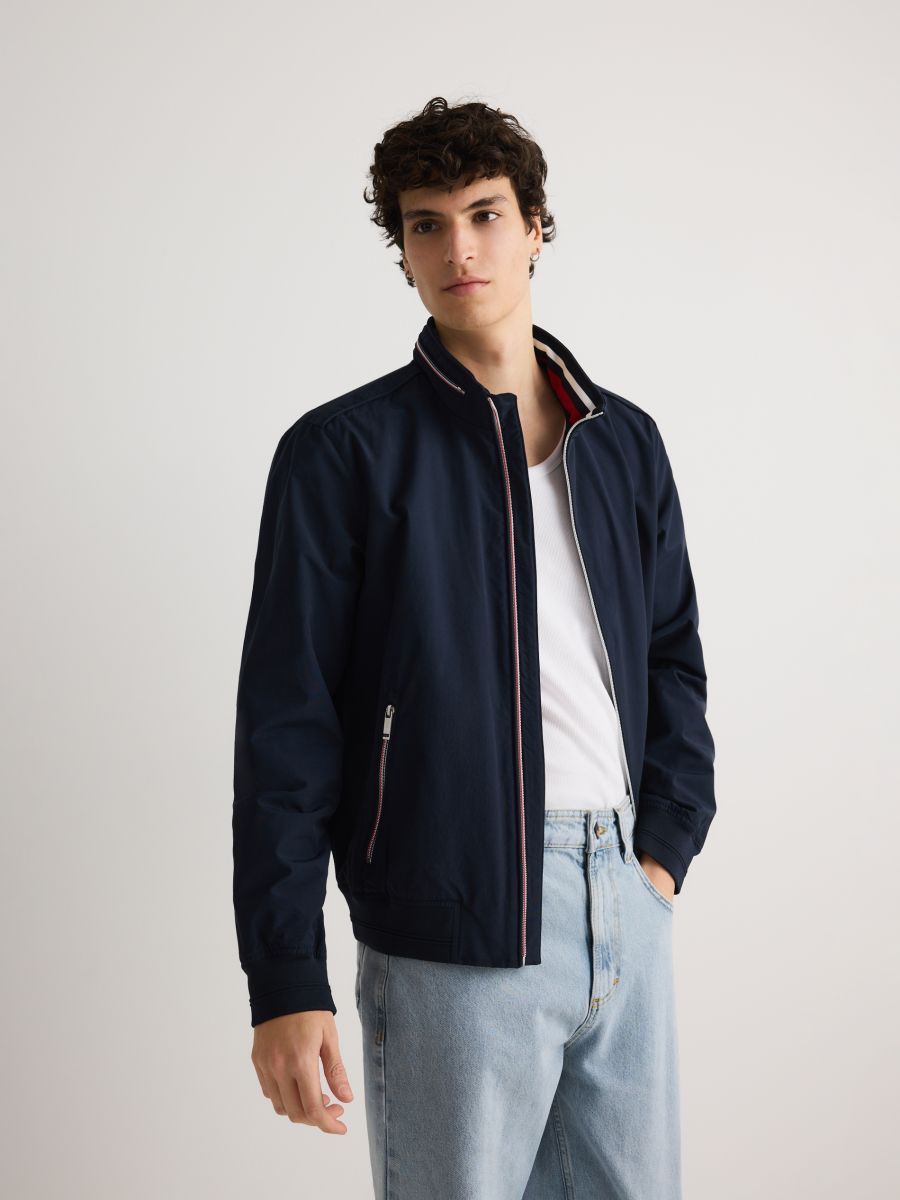 Concealable hood jacket - navy - RESERVED