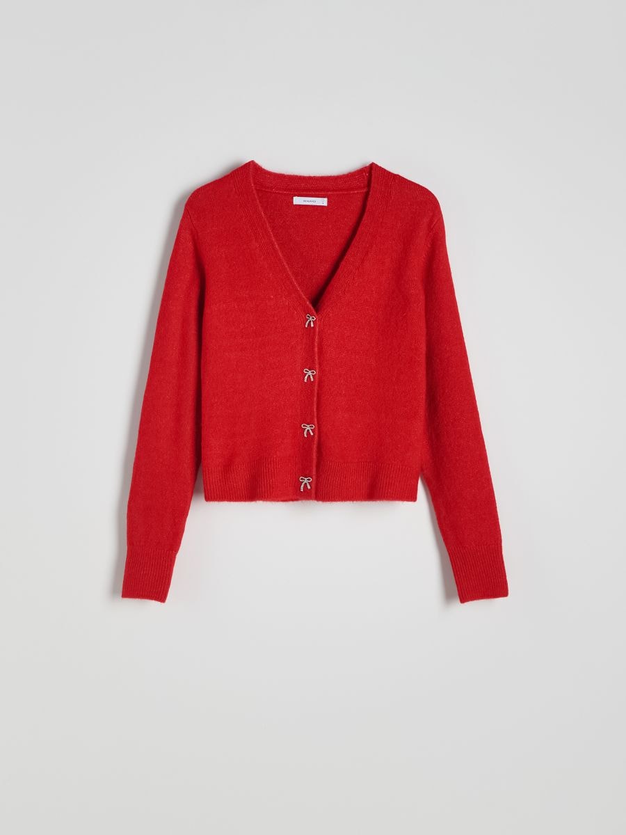 Cardigan with decorative buttons - red - RESERVED - 5