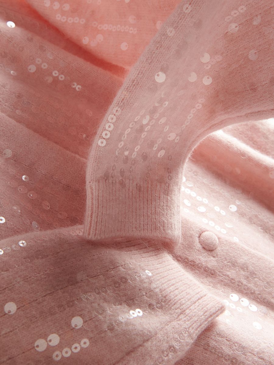 Cardigan with sequins - pink - RESERVED - 6