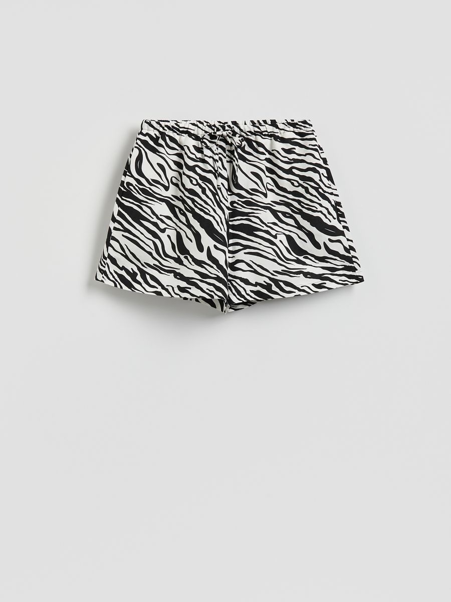 Patterned shorts with linen - cream - RESERVED - 4