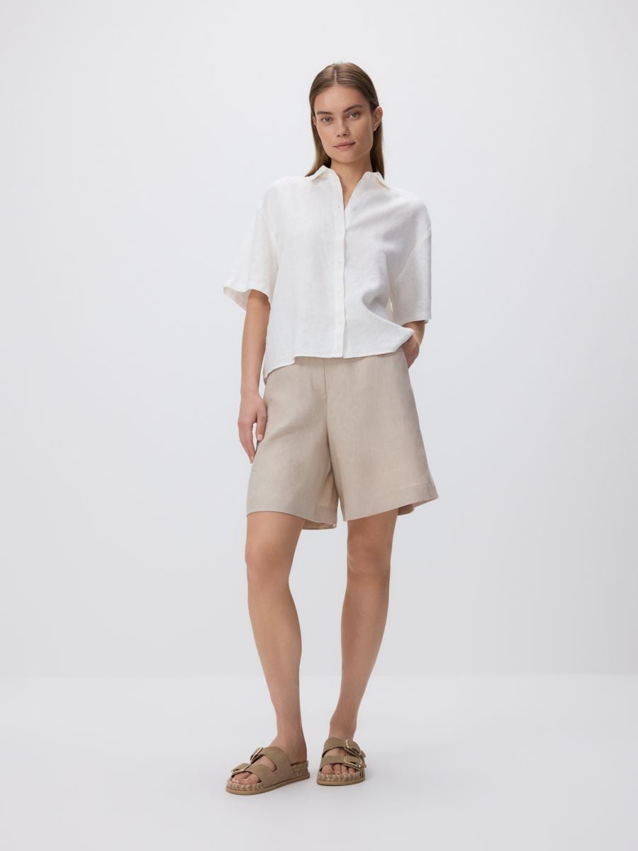 Linen shorts - beige - RESERVED - 2