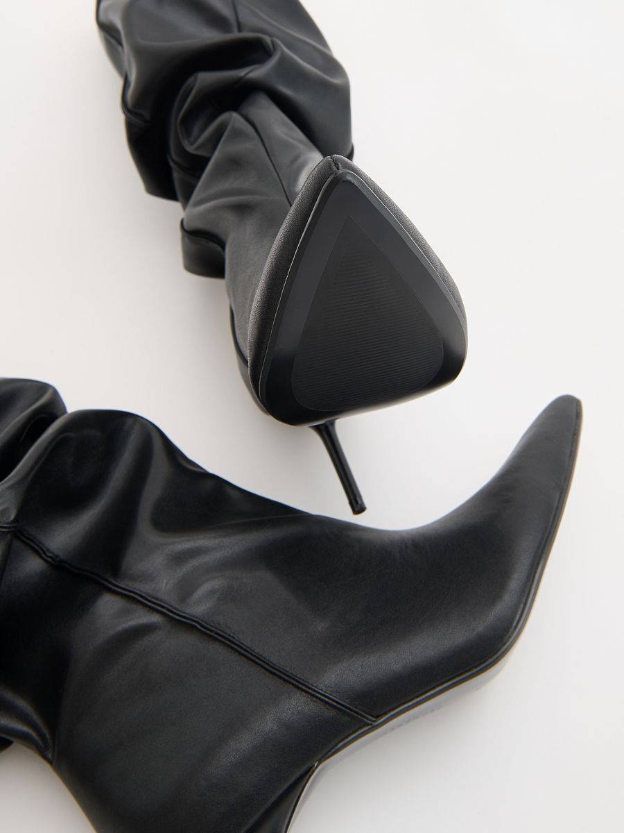 Draped over the knee midi heel boots - black - RESERVED - 5