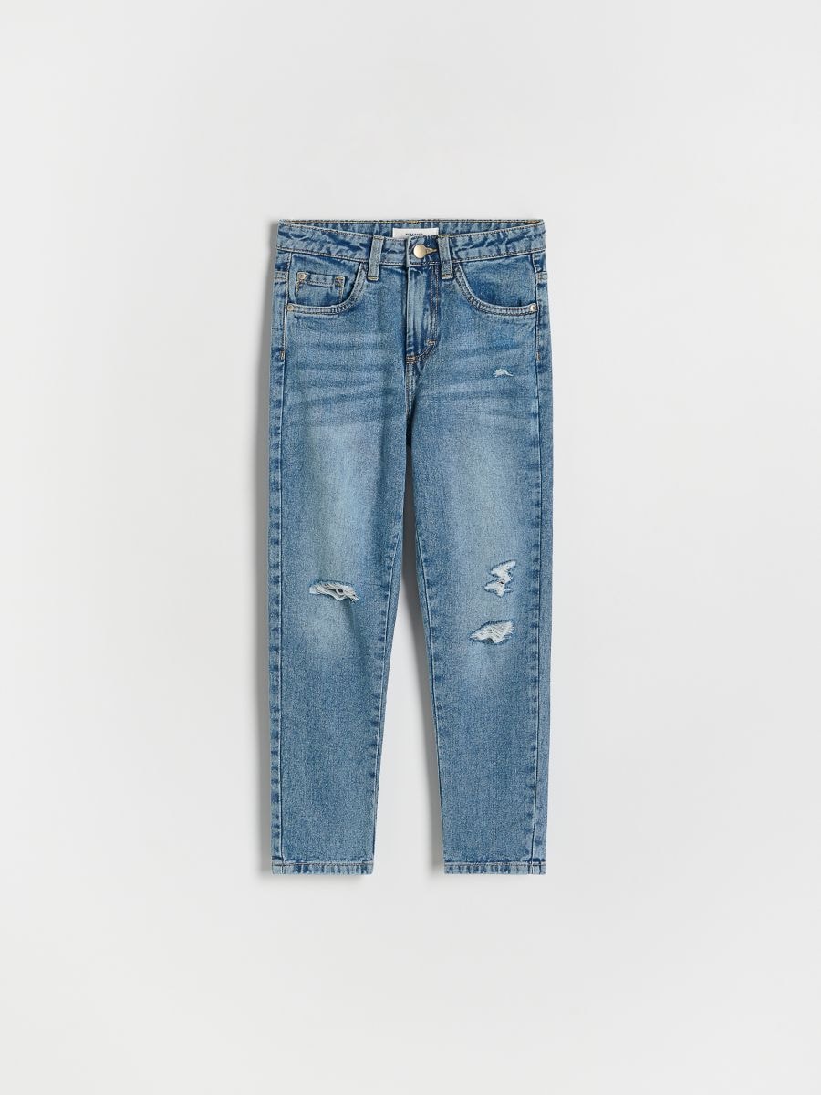 Distressed mom fit jeans - blauw - RESERVED