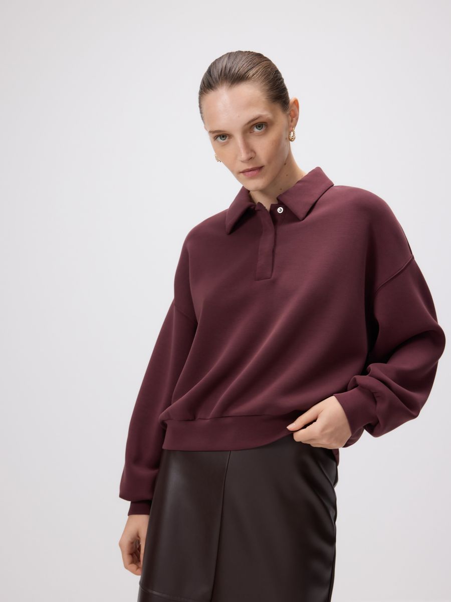 LADIES` JOGGING TOP - буряковий - RESERVED