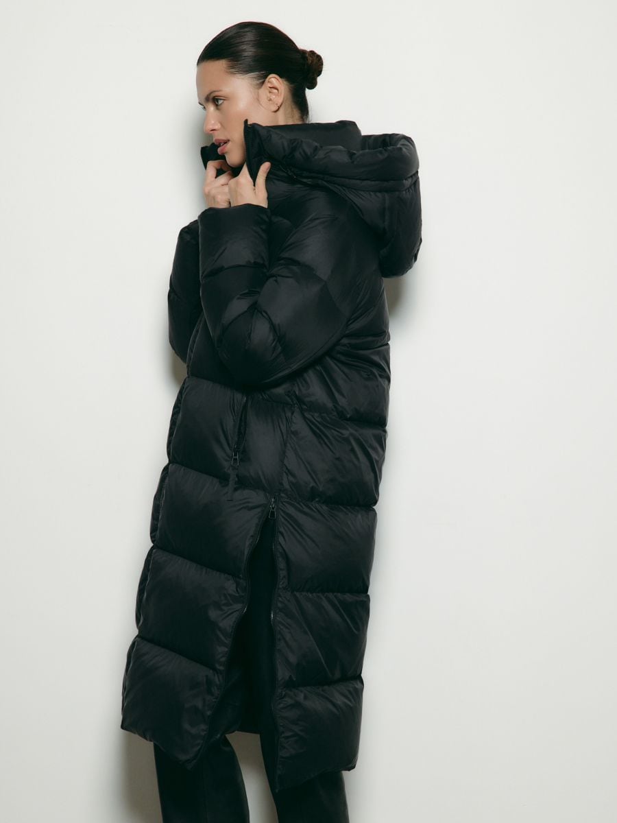Puf jakna s kapuljačom - crno - RESERVED
