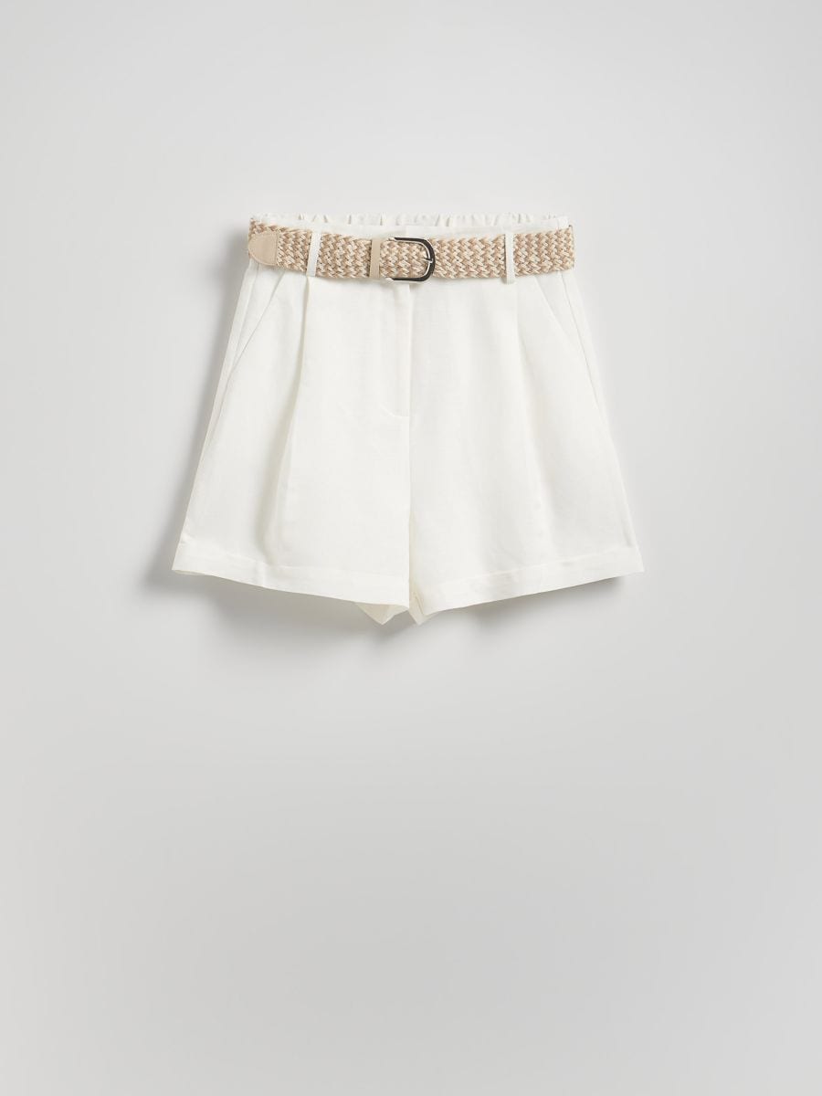 Shorts with linen blend - white - RESERVED - 5