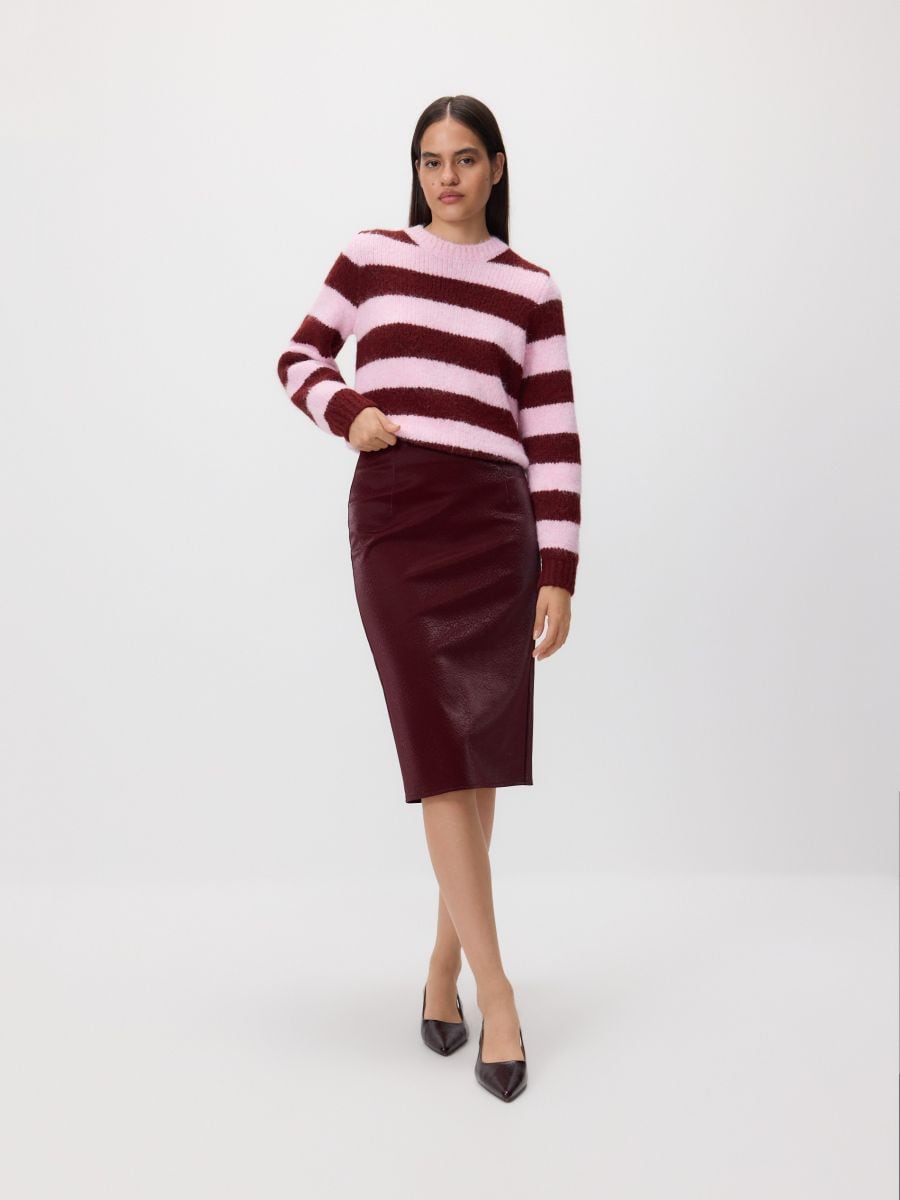 Faux leather skirt - maroon - RESERVED