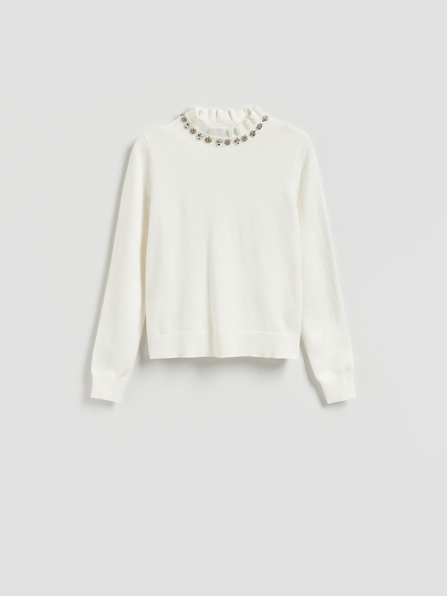 Pullover mit dekorativer Applikation - beige - RESERVED
