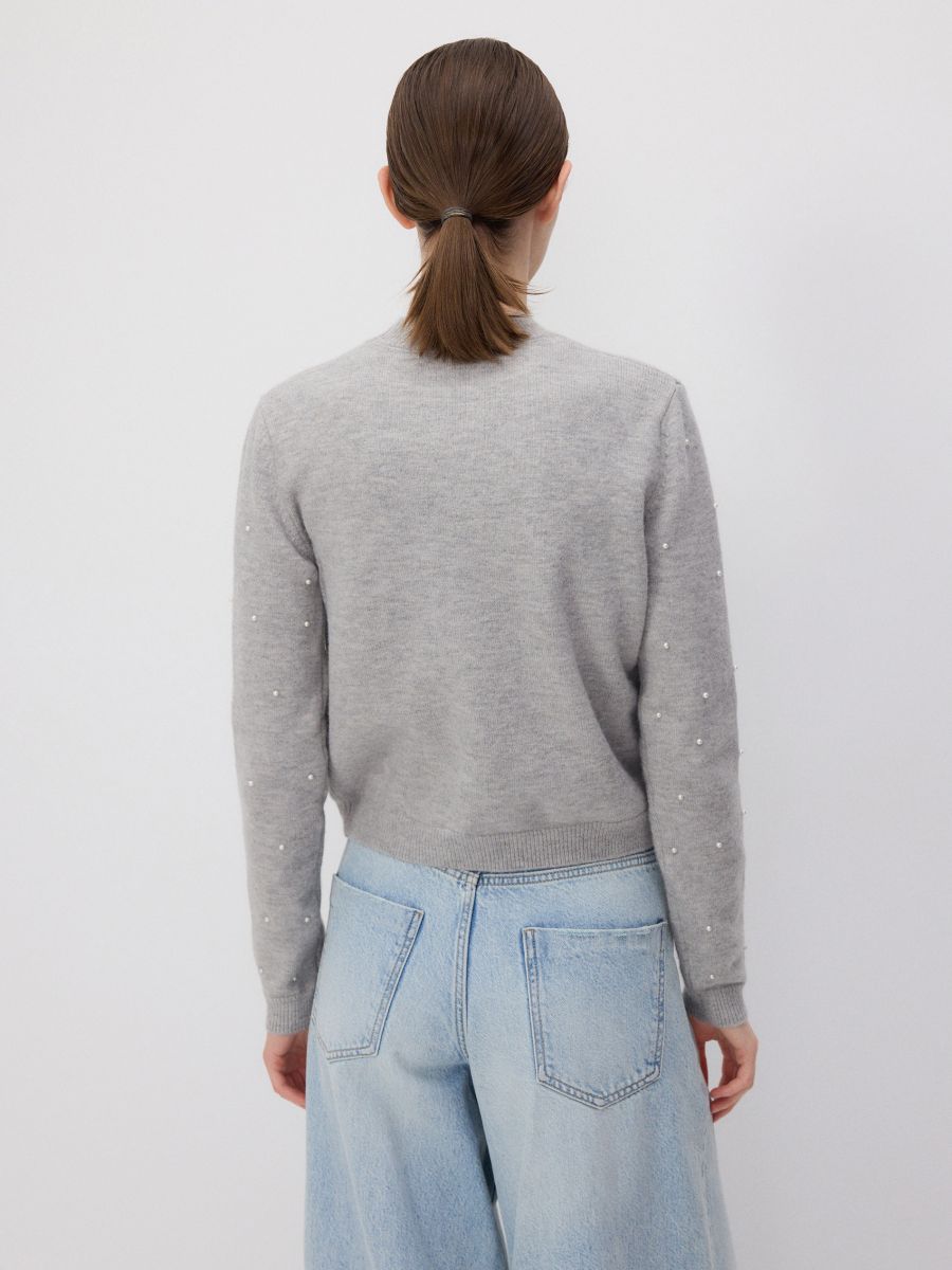 Pullover mit Perlen - hellgrau - RESERVED - 4