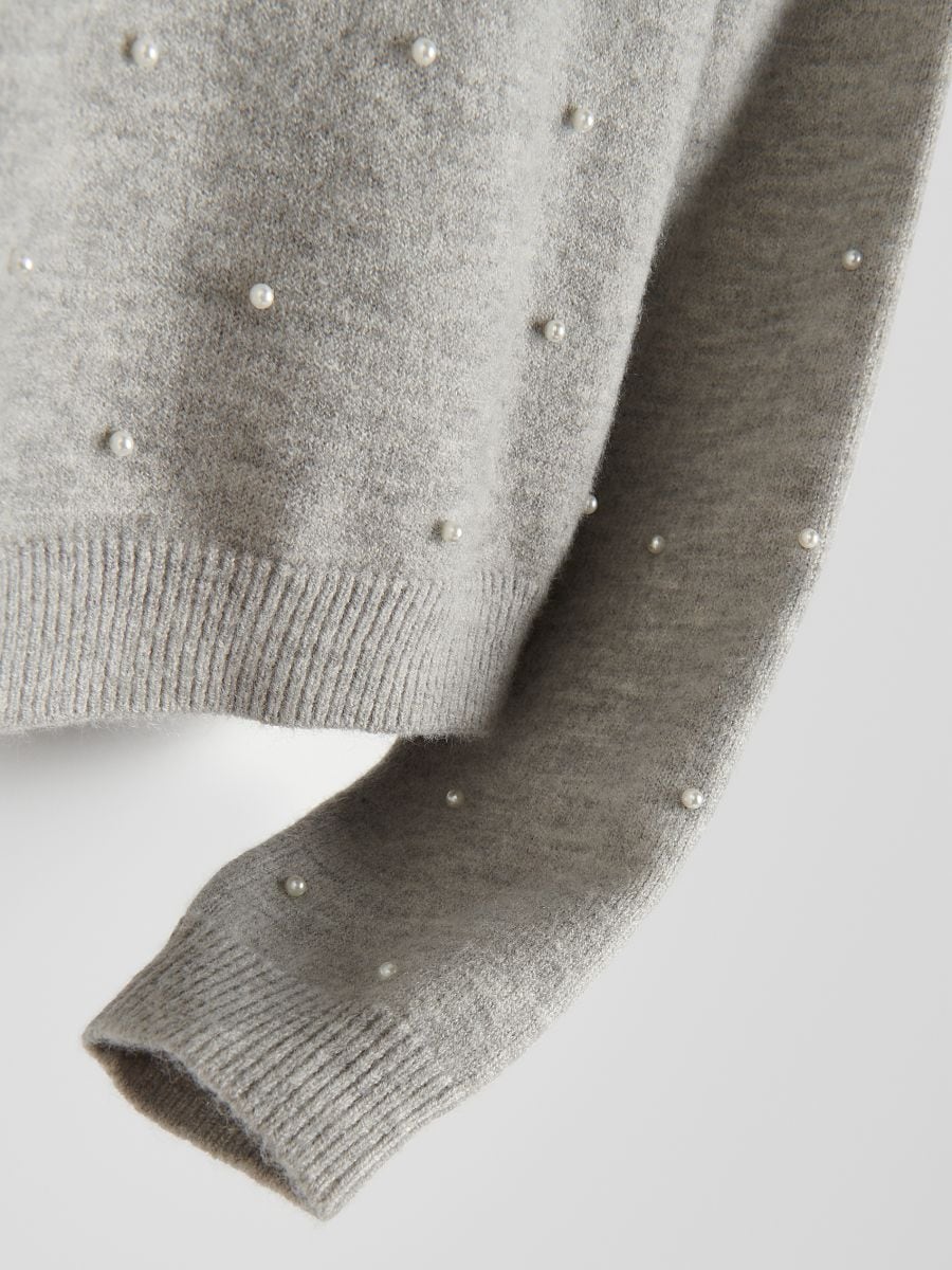 Pullover mit Perlen - hellgrau - RESERVED - 6