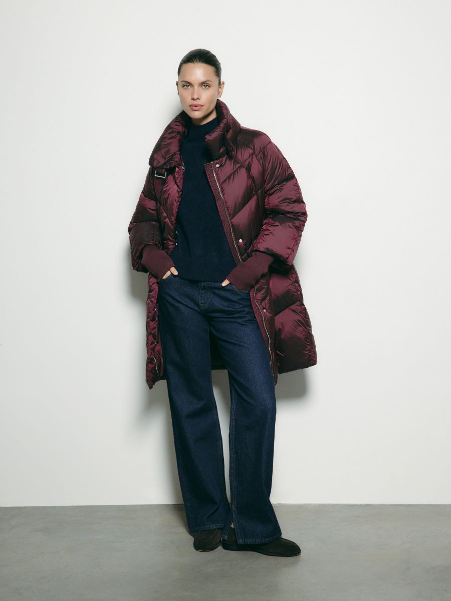 Dolga prešita jakna - bordo - RESERVED