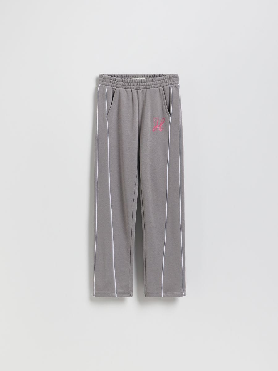 Sweatpants with side stripes - light grey - RESERVED