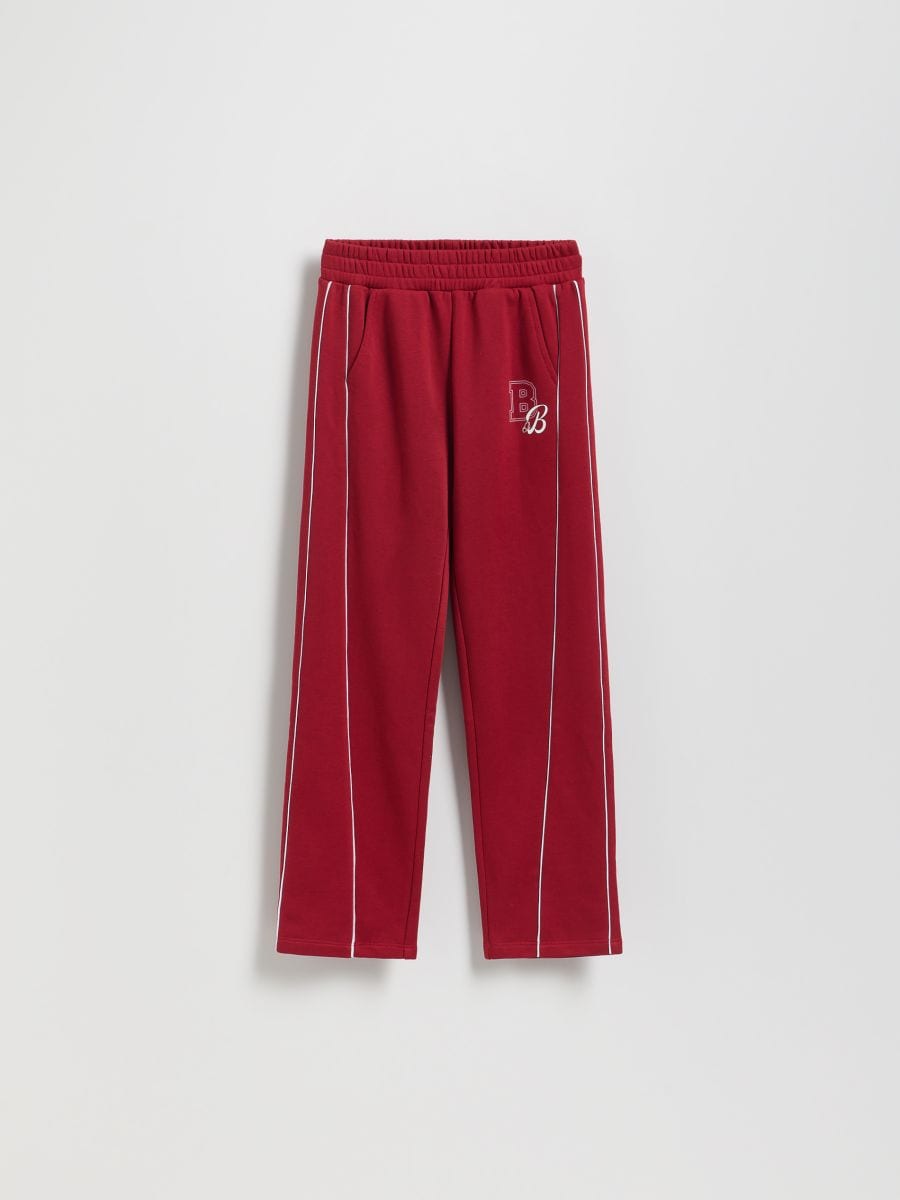 Sweatpants with side stripes - maroon - RESERVED