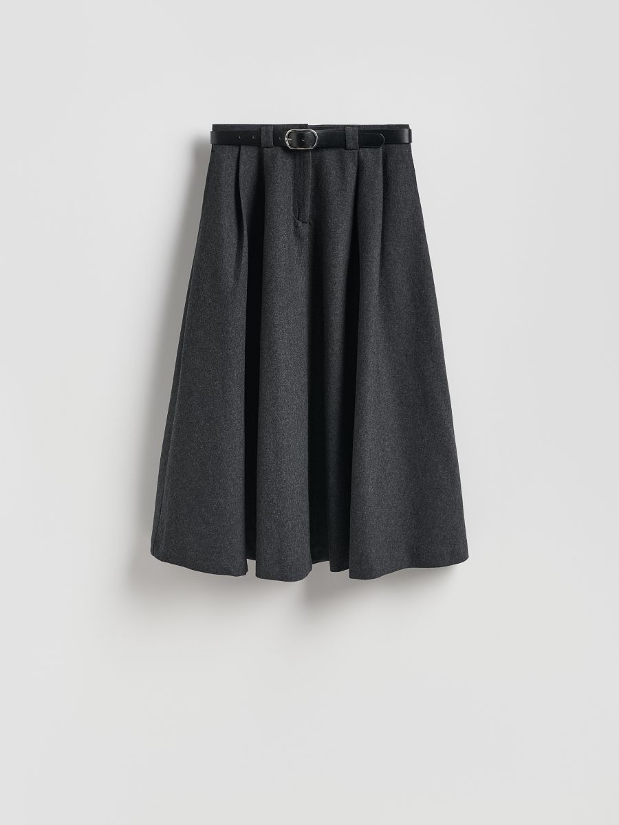 Suknja od mešavine vune - tamno siva - RESERVED